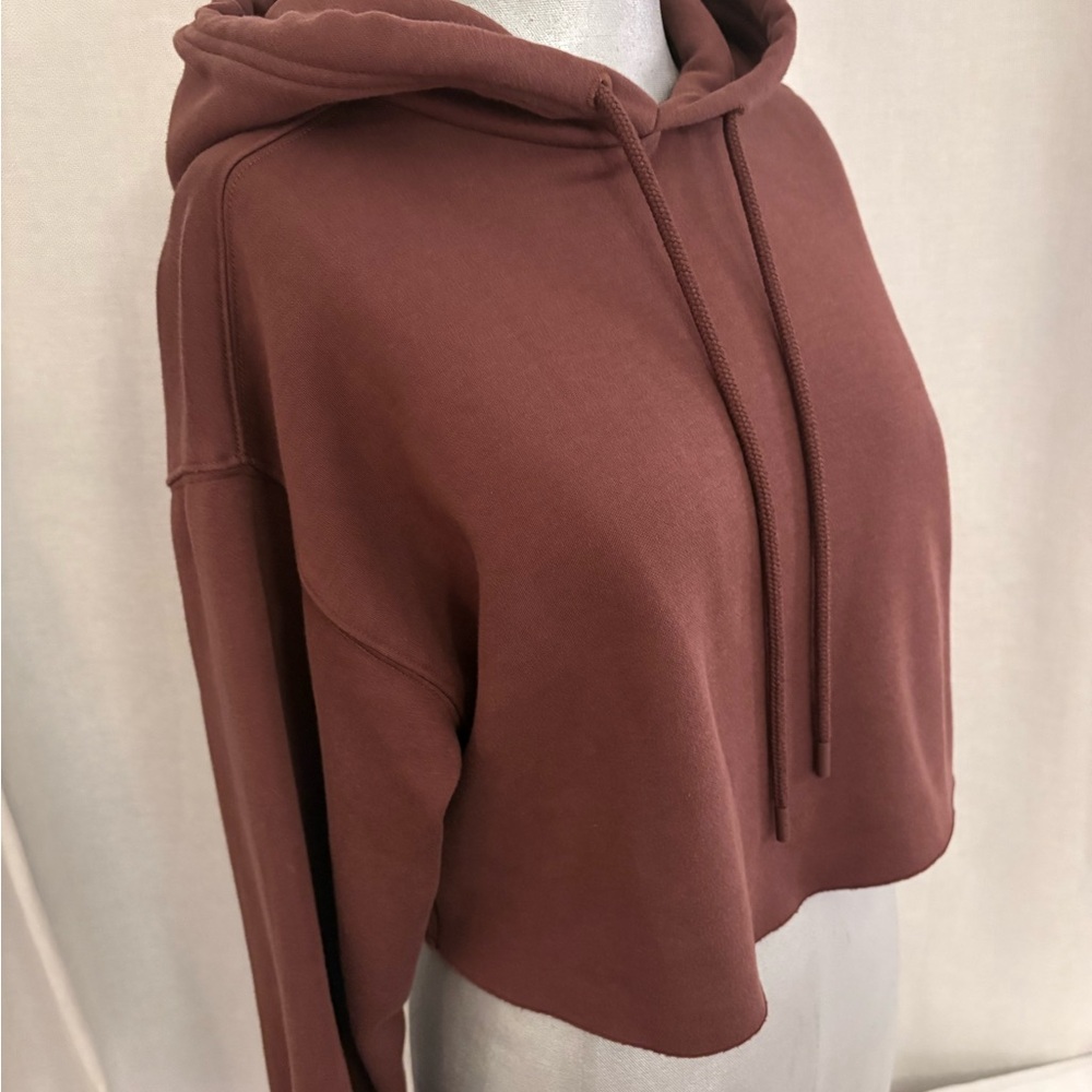 Fabletics Cozy Fleece Cropped Hoodie Chocolate Brown Oversized XS (Fits S) NWOT - Picture 8 of 12